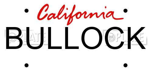 BULLOCK California License Plate