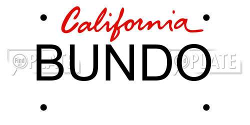 BUNDO California License Plate