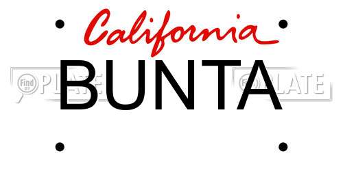 BUNTA California License Plate