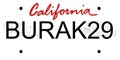 BURAK29 California License Plate