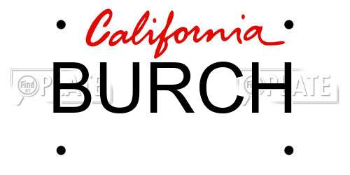 BURCH California License Plate