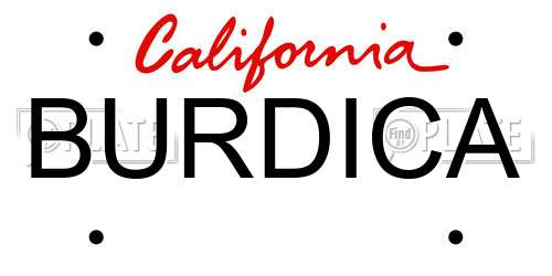 BURDICA California License Plate