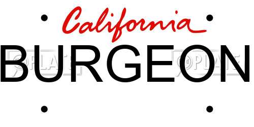 BURGEON California License Plate