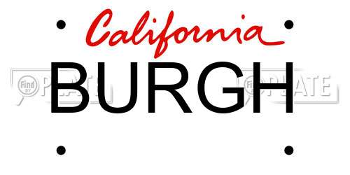 BURGH California License Plate