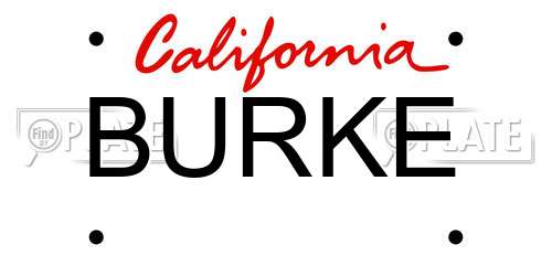 BURKE California License Plate