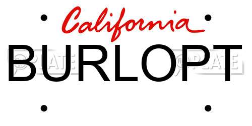 BURLOPT California License Plate