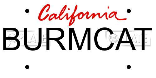 BURMCAT California License Plate