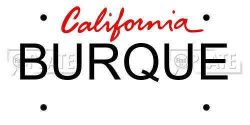 BURQUE California License Plate