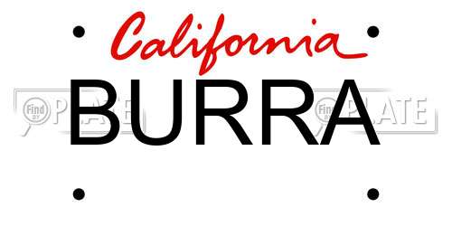BURRA California License Plate