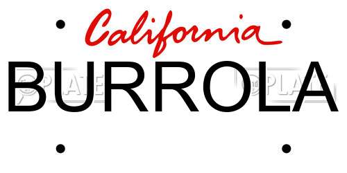 BURROLA California License Plate