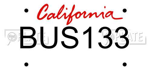 BUS133 California License Plate