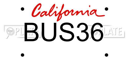BUS36 California License Plate