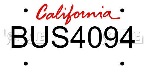 BUS4094 California License Plate