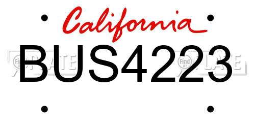 BUS4223 California License Plate
