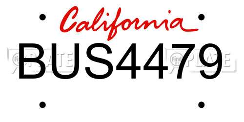 BUS4479 California License Plate