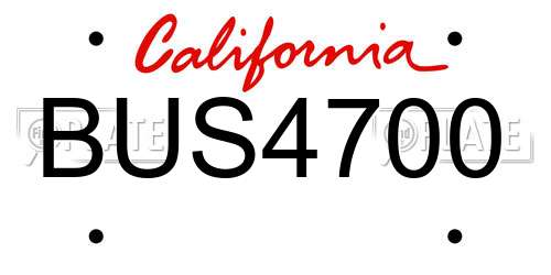 BUS4700 California License Plate
