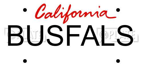 BUSFALS California License Plate