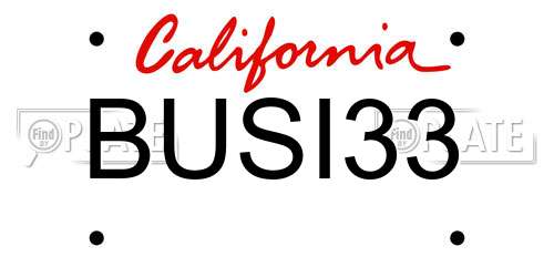 BUSI33 California License Plate