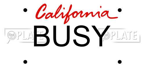 BUSY California License Plate