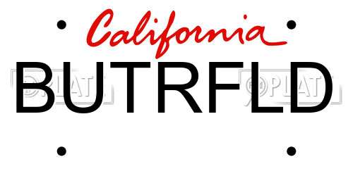 BUTRFLD California License Plate