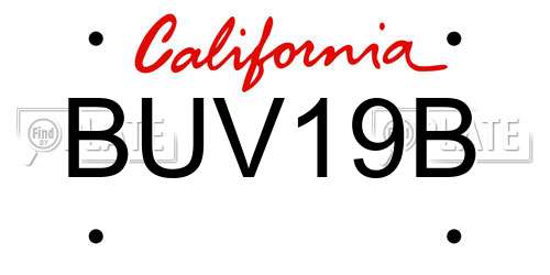 BUV19B California License Plate