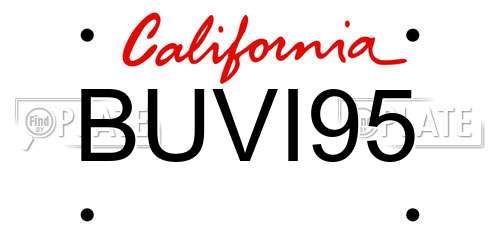 BUVI95 California License Plate