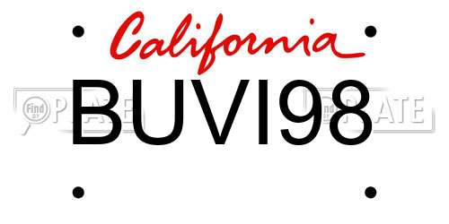 BUVI98 California License Plate