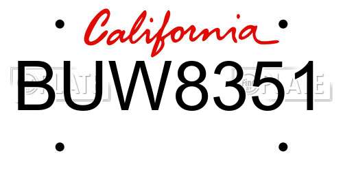 BUW8351 California License Plate