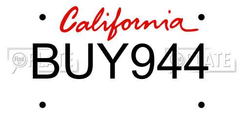 BUY944 California License Plate