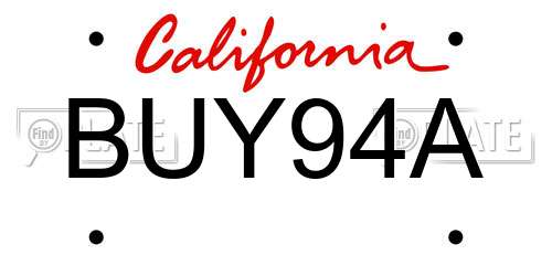 BUY94A California License Plate