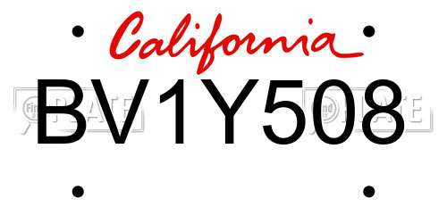 BV1Y508 California License Plate