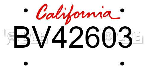 BV42603 California License Plate