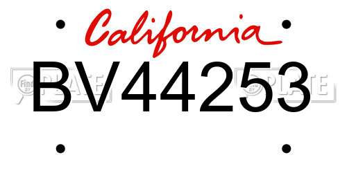 BV44253 California License Plate