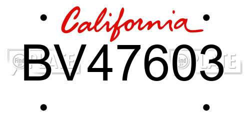 BV47603 California License Plate