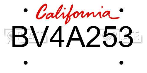 BV4A253 California License Plate