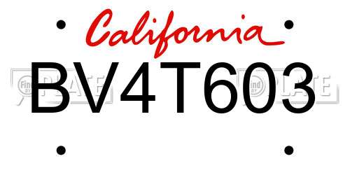 BV4T603 California License Plate