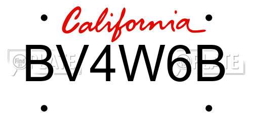 BV4W6B California License Plate