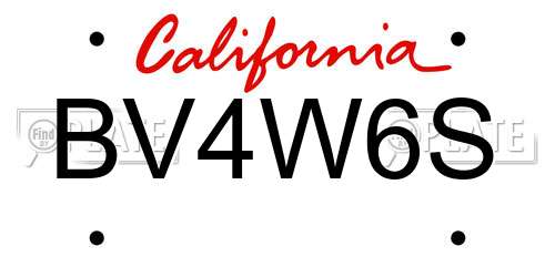BV4W6S California License Plate
