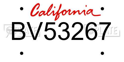 BV53267 California License Plate