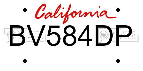 BV584DP California License Plate