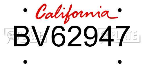 BV62947 California License Plate