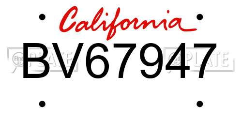 BV67947 California License Plate