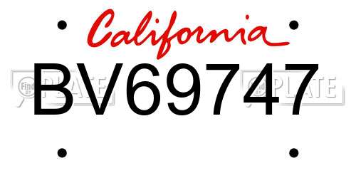 BV69747 California License Plate