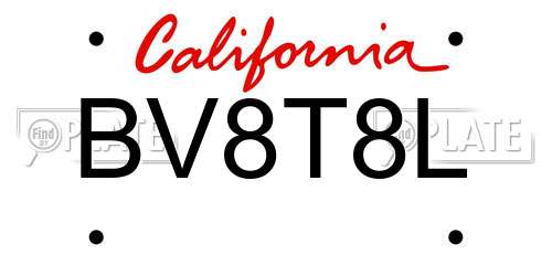 BV8T8L California License Plate