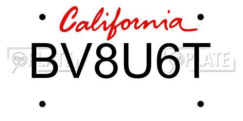 BV8U6T California License Plate