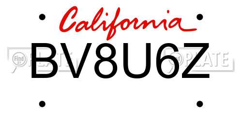 BV8U6Z California License Plate