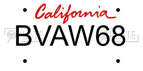BVAW68 California License Plate