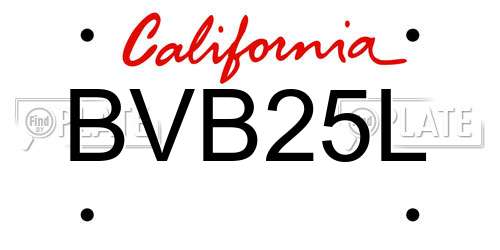 BVB25L California License Plate
