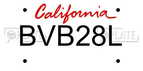 BVB28L California License Plate