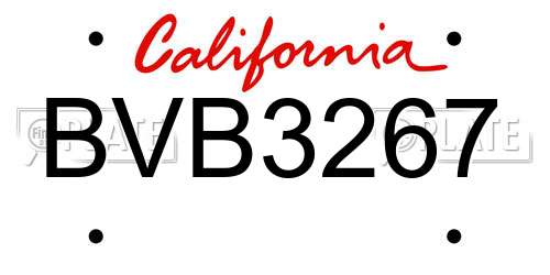 BVB3267 California License Plate